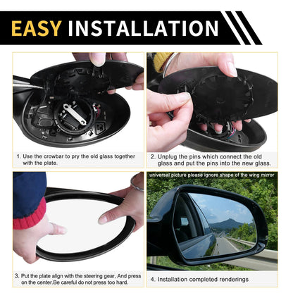 Heated Left Mirror Glass Replacement for Ford F-250 F-350 (2011-2016)
