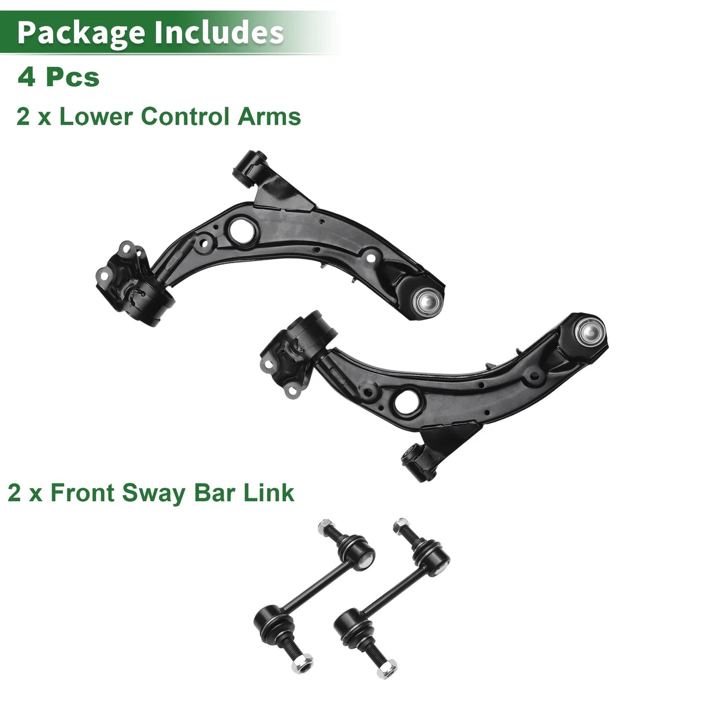 4 x Front Stabilizer Bar Links & Lower Control Arms for Ford Edge (2007-2014)