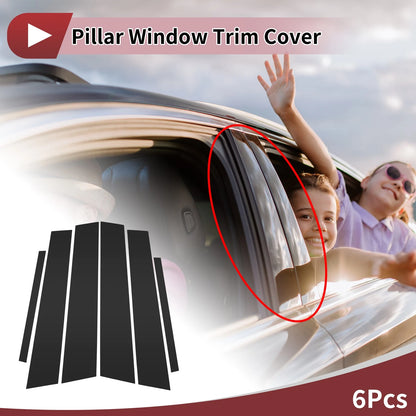 6 Pcs Car Door Pillar Window Trim for Honda City (2008-2014) Black