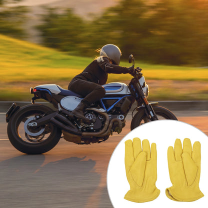 1 Pair Gloves Breathable Full Finger XL Yellow Deerskin for Motorcycle
