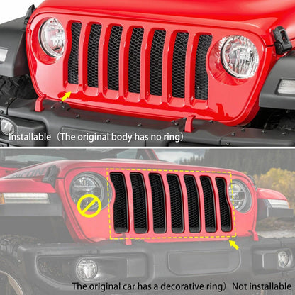 Red Front Grill Grille Inserts Cover for Jeep Wrangler JL Gladiator JT (2018-2023)