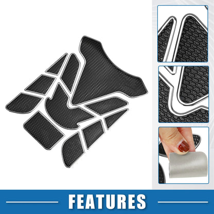 1 x Universal 3D Motorcycle Gas Tank Decal 7.68x5.63in Black Silver Tone