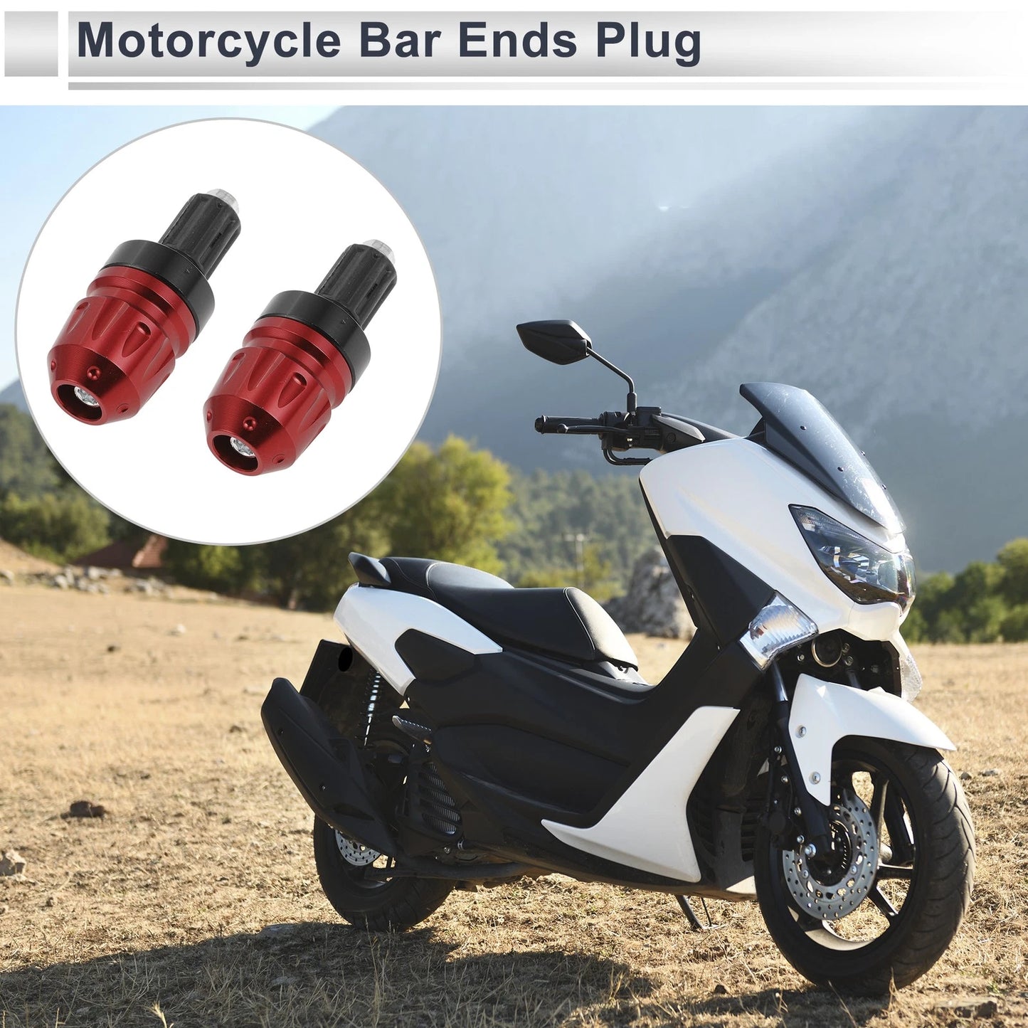 2 x Motorcycle Bar Ends Plug Aluminum Alloy for 20mm Handlebar Red