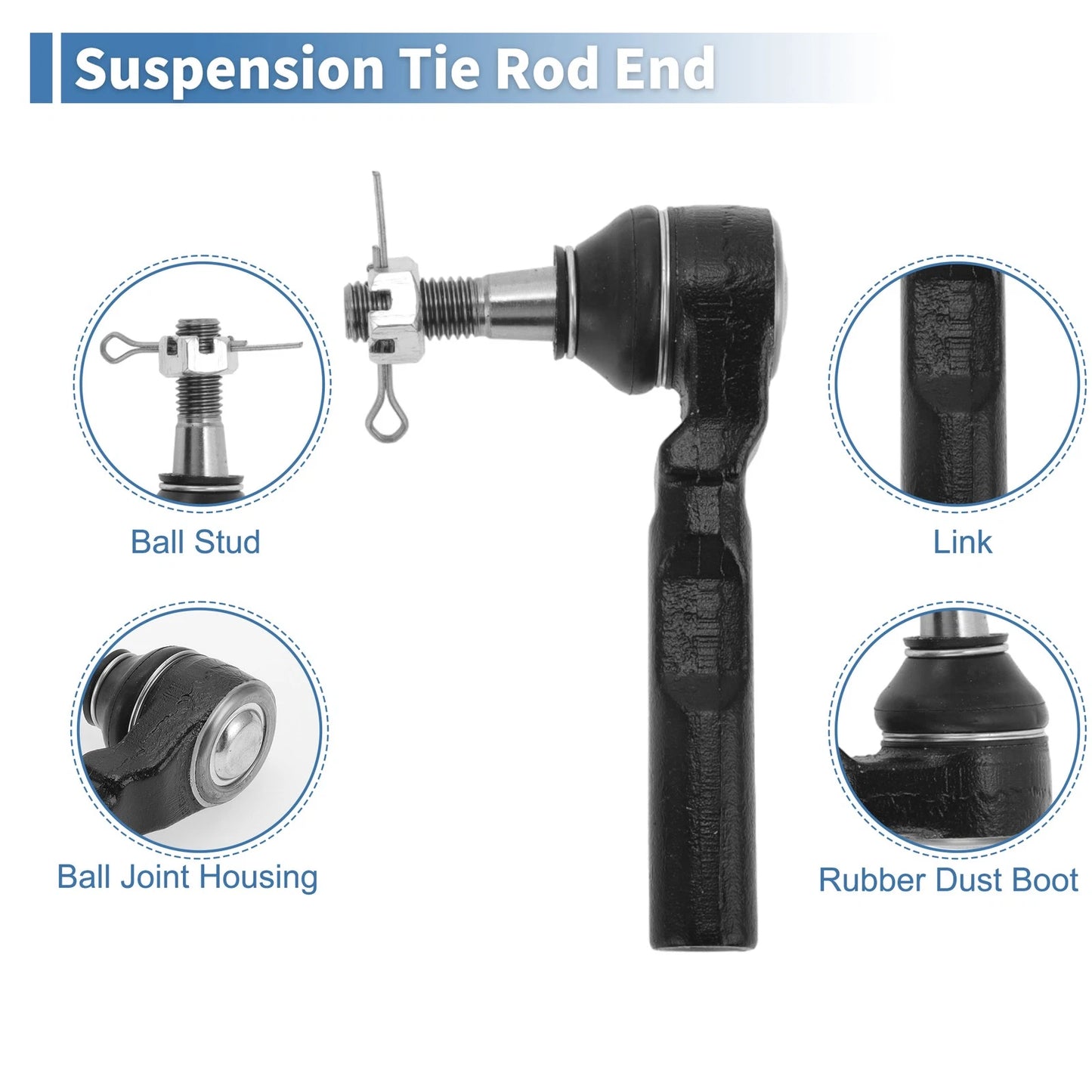 4x Front Inner Outer Tie Rod End Link for GMC Savana 1500 (2003-2014)