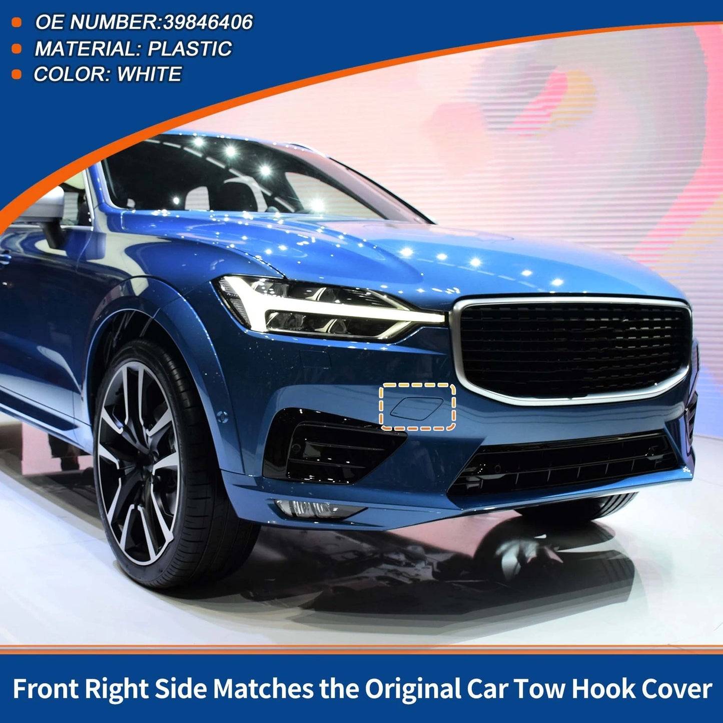 Front Side Tow Hook Cover for Volvo XC60 (2018-2021) White