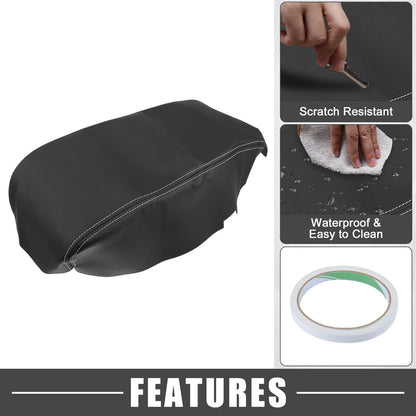 Console Armrest Cover for Dodge Charger (2008-2010) Black White Stitches