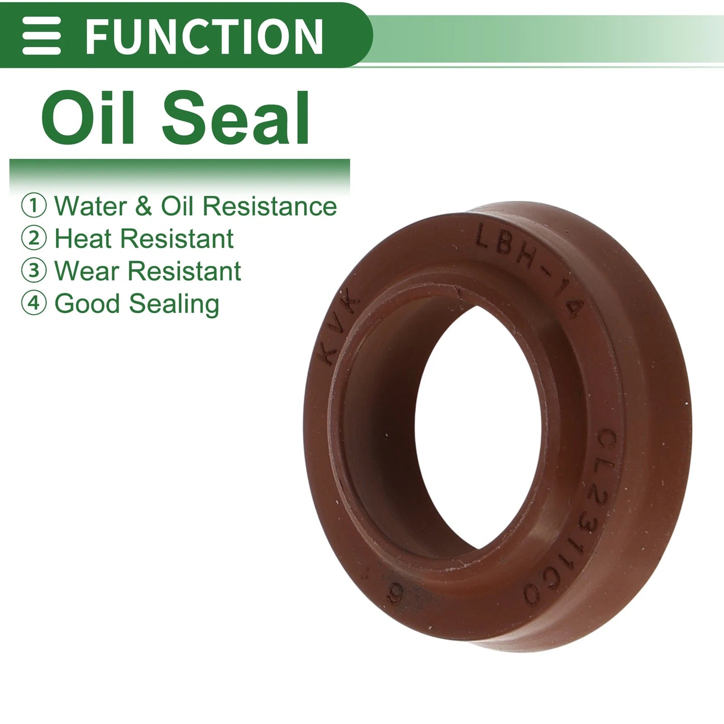 Oil Seal Rotary Shaft Seal FKM Rubber 14x22x4.5mm Brown 5 Pcs
