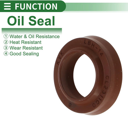Oil Seal Rotary Shaft Seal FKM Rubber 14x22x4.5mm Brown 5 Pcs