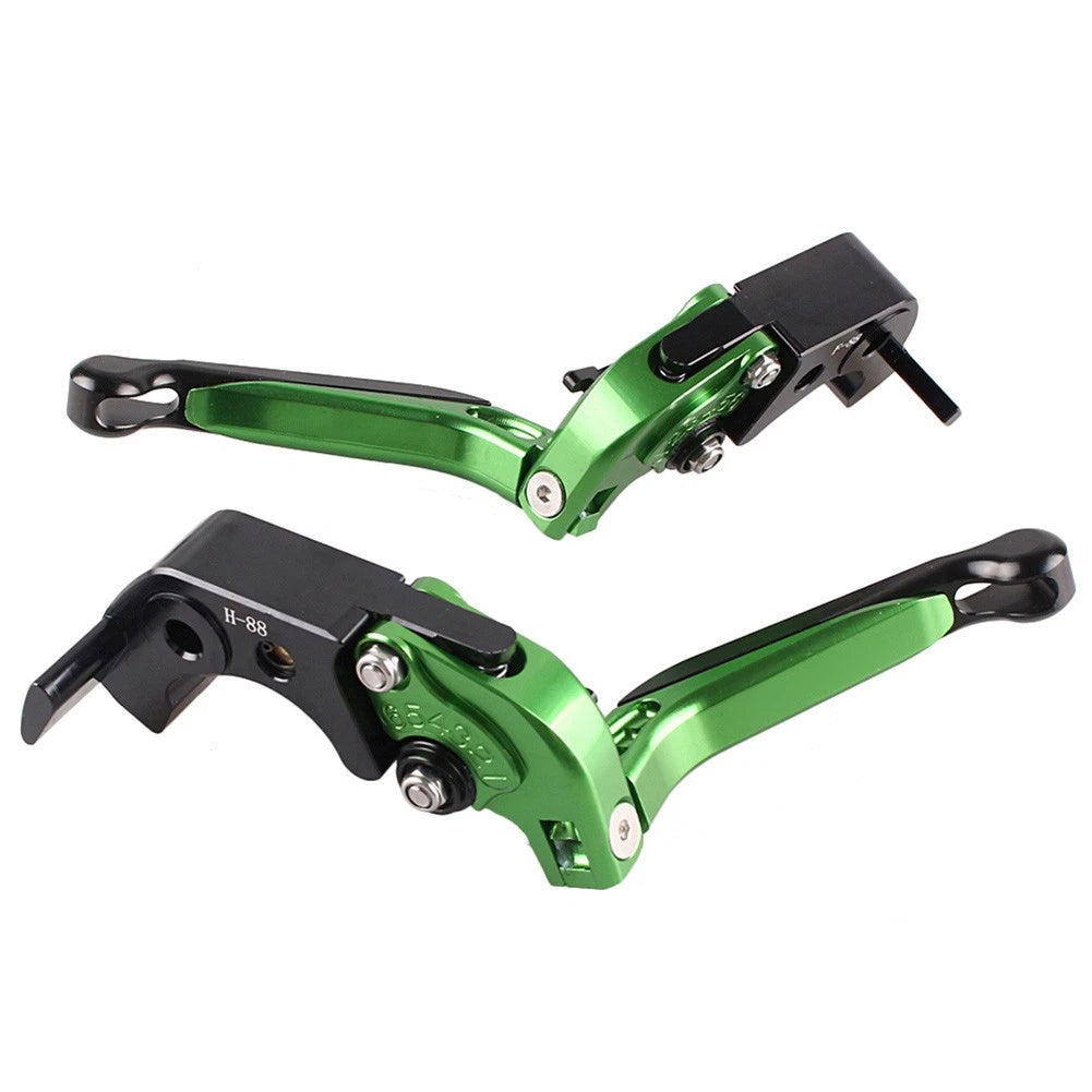 2 x Foldable Brake Clutch Levers for KAWASAKI ZX 14R (2006-2015) Green/Black