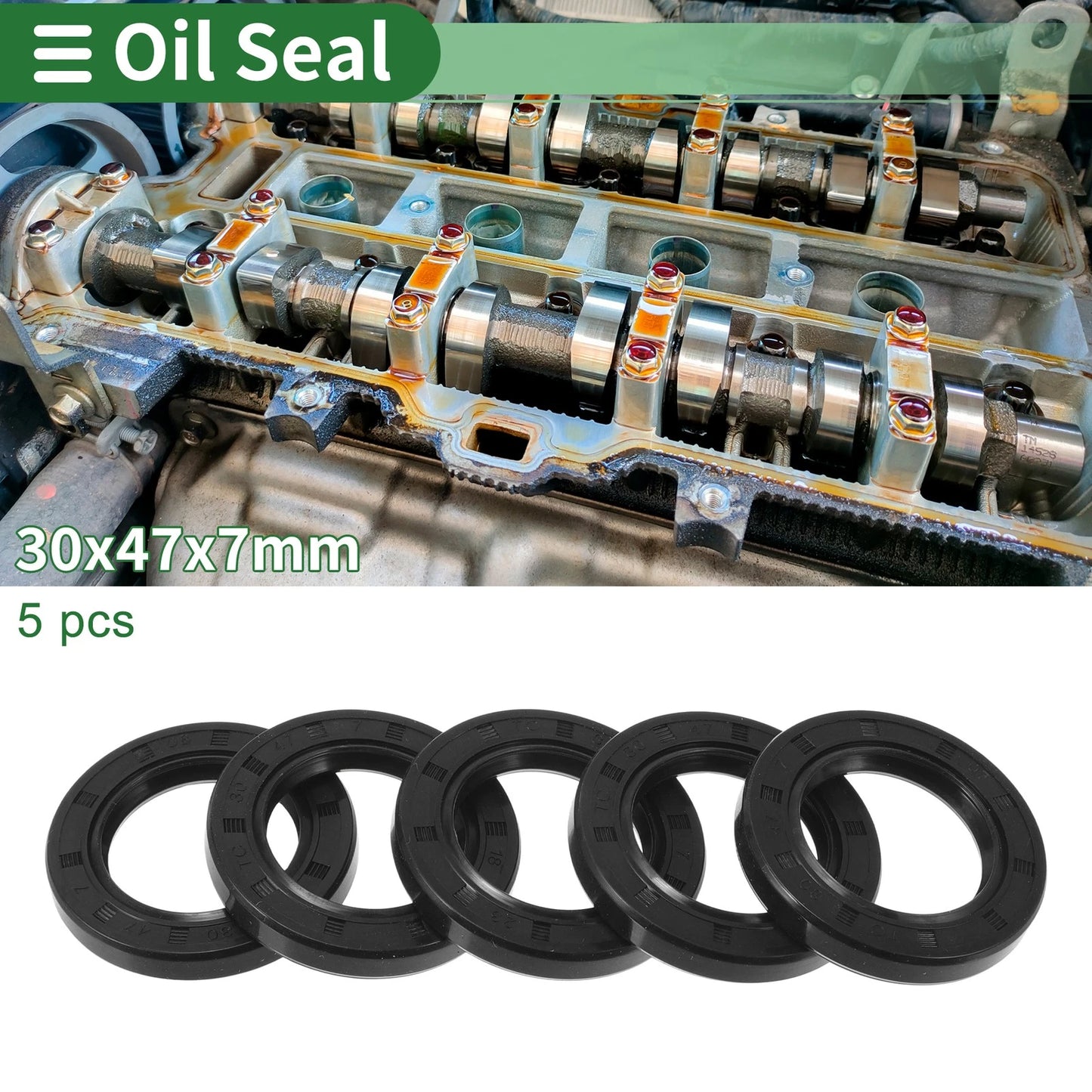 Oil Seal 30x47x7mm NBR Rubber Black 5 pcs for Make Model