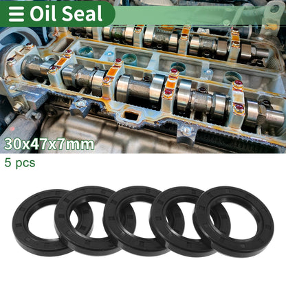 Oil Seal 30x47x7mm NBR Rubber Black 5 pcs for Make Model