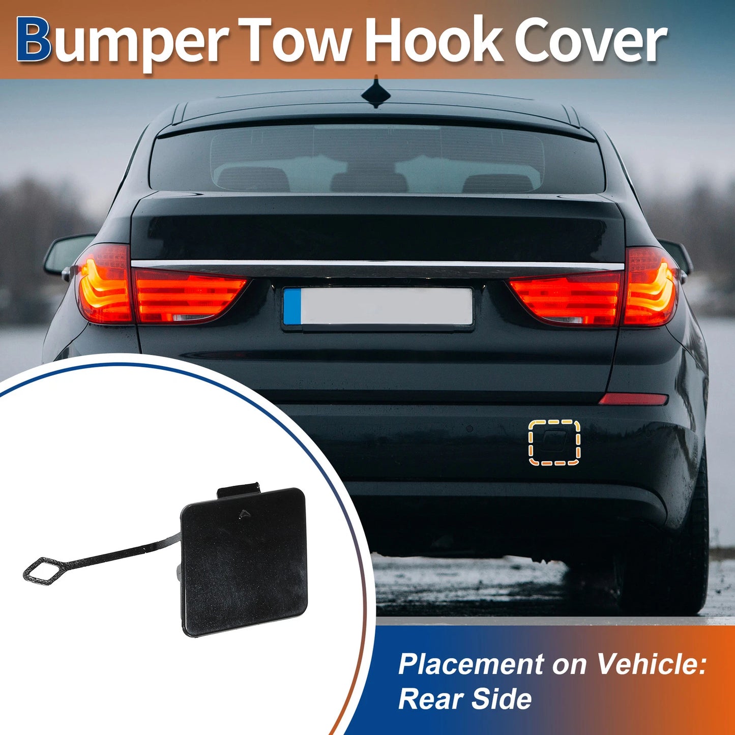 Rear Bumper Tow Hook Cover for BMW 535i 550i GT (2010-2013) Black