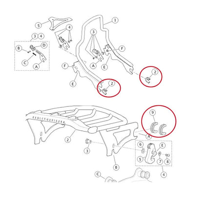 Sissy Bar Luggage Rack Side Plate Mounting Bracket for Harley (2009-2023)