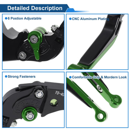 Adjustable Brake Clutch Levers for Honda CBR600RR 2007-2016 Black Green