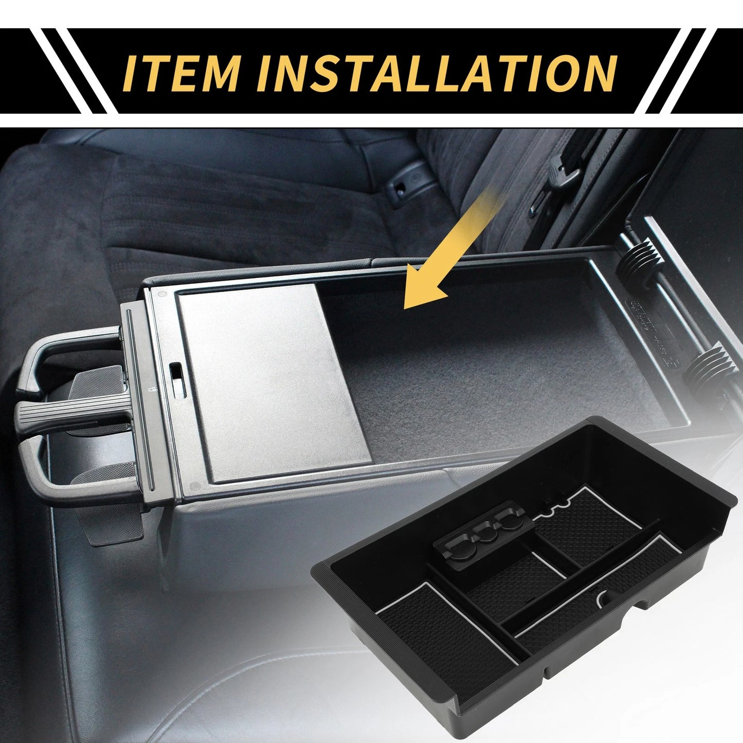 Full Center Console Organizer Tray for Chevy Silverado 1500 & GMC Black White