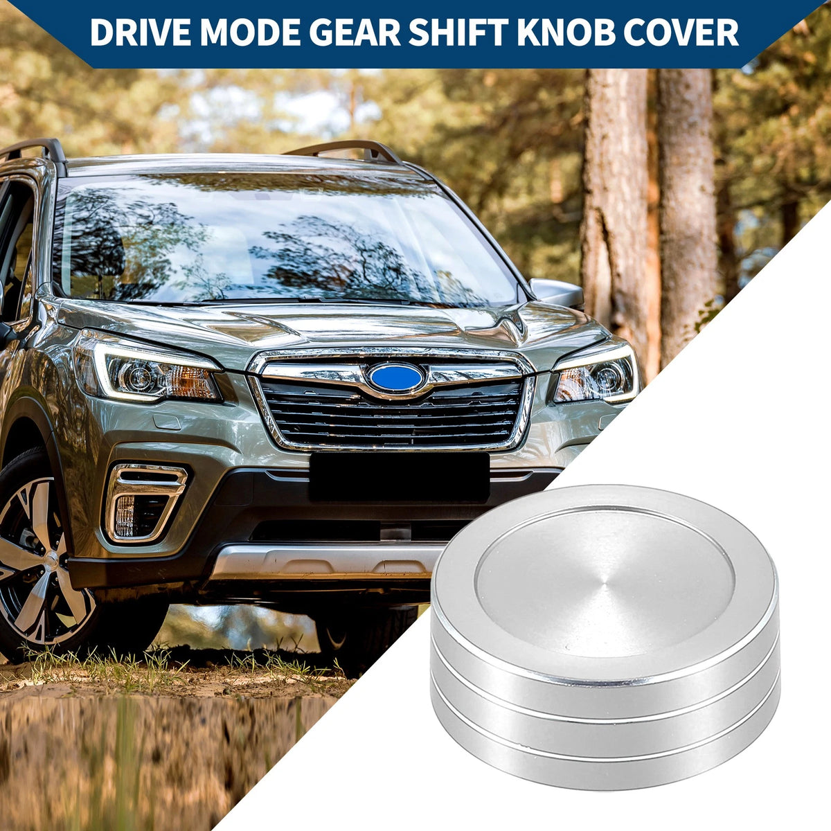 Silver Tone Gear Shift Knob Cover for Subaru Forester (2019-2022)