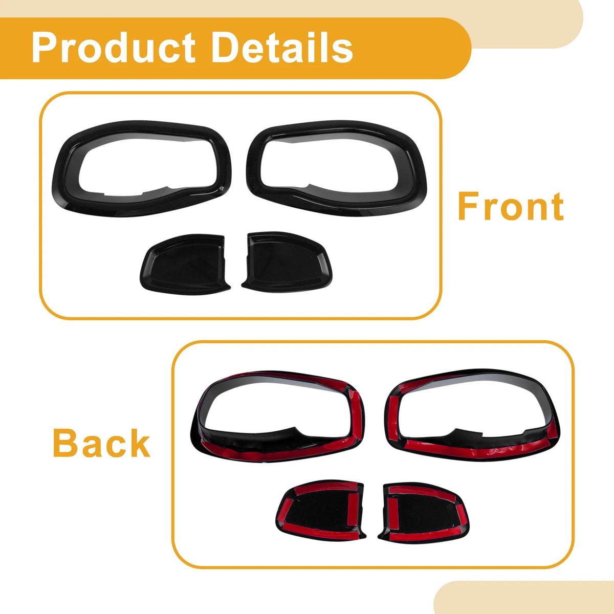 Interior Door Handle Bowl Cover Trim for Jeep Renegade (2015-2023) 4 x Black ABS