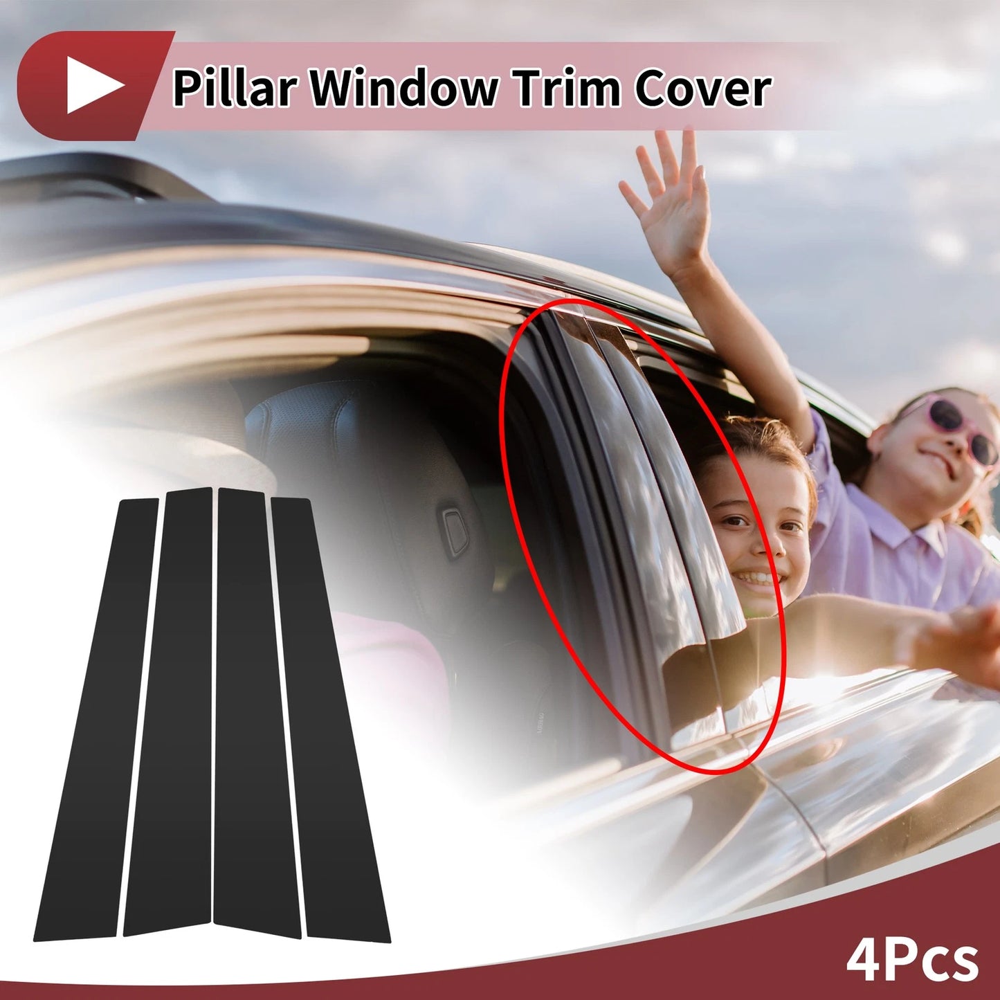 4 Pcs Door Pillar Window Trim for KIA Carens (2007-2012) Black