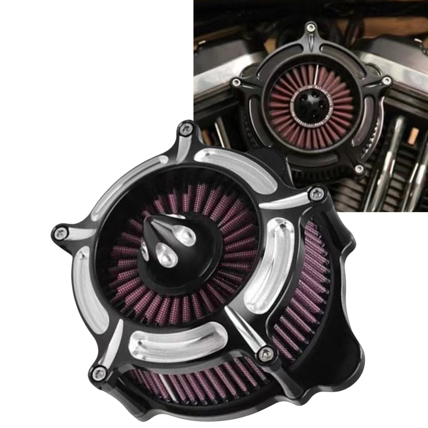 Air Cleaner Intake Filter for Harley M8 Trike (2017-2021) Black White Red