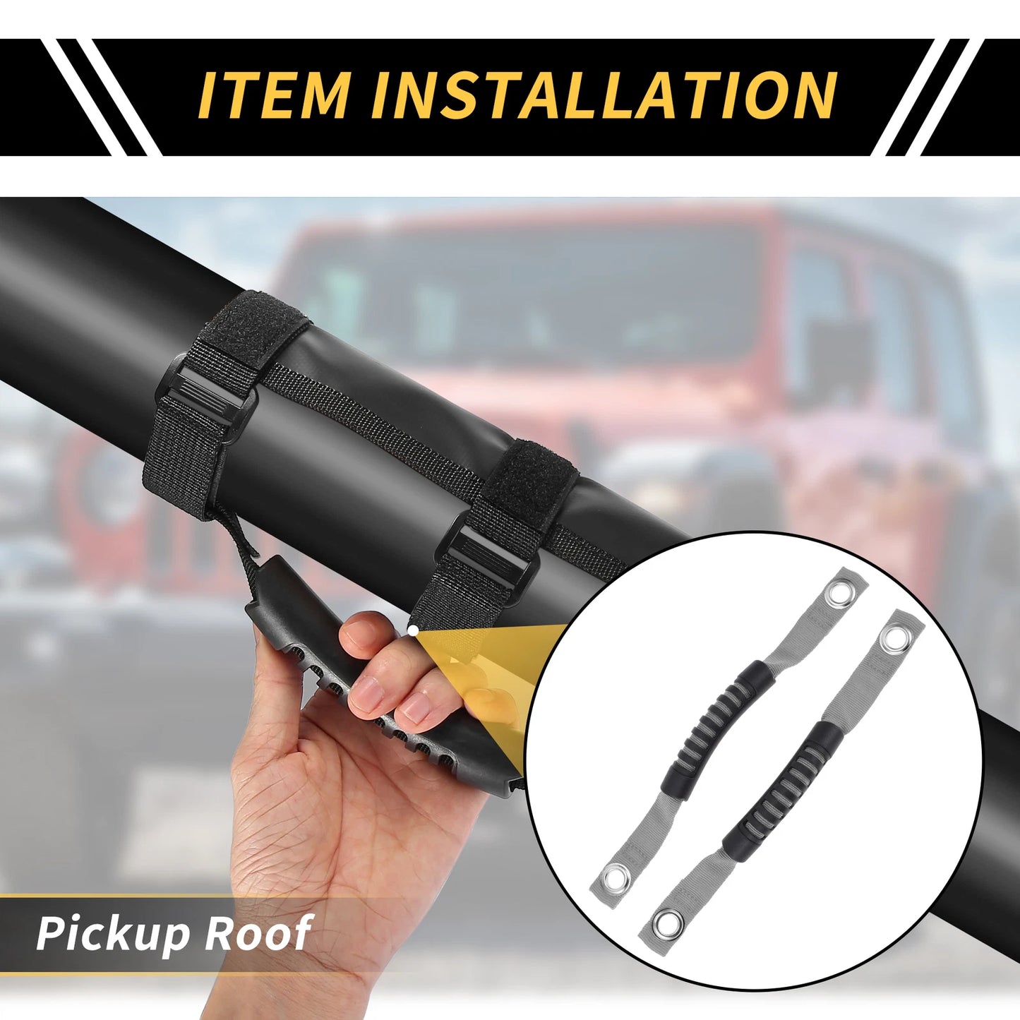 Roll Bar Grab Handles for Jeep Wrangler Roof Rope Handle Gray
