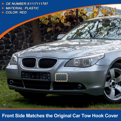 Front Car Bumper Tow Hook Cover for BMW 525i 530i (2004-2007) - Red