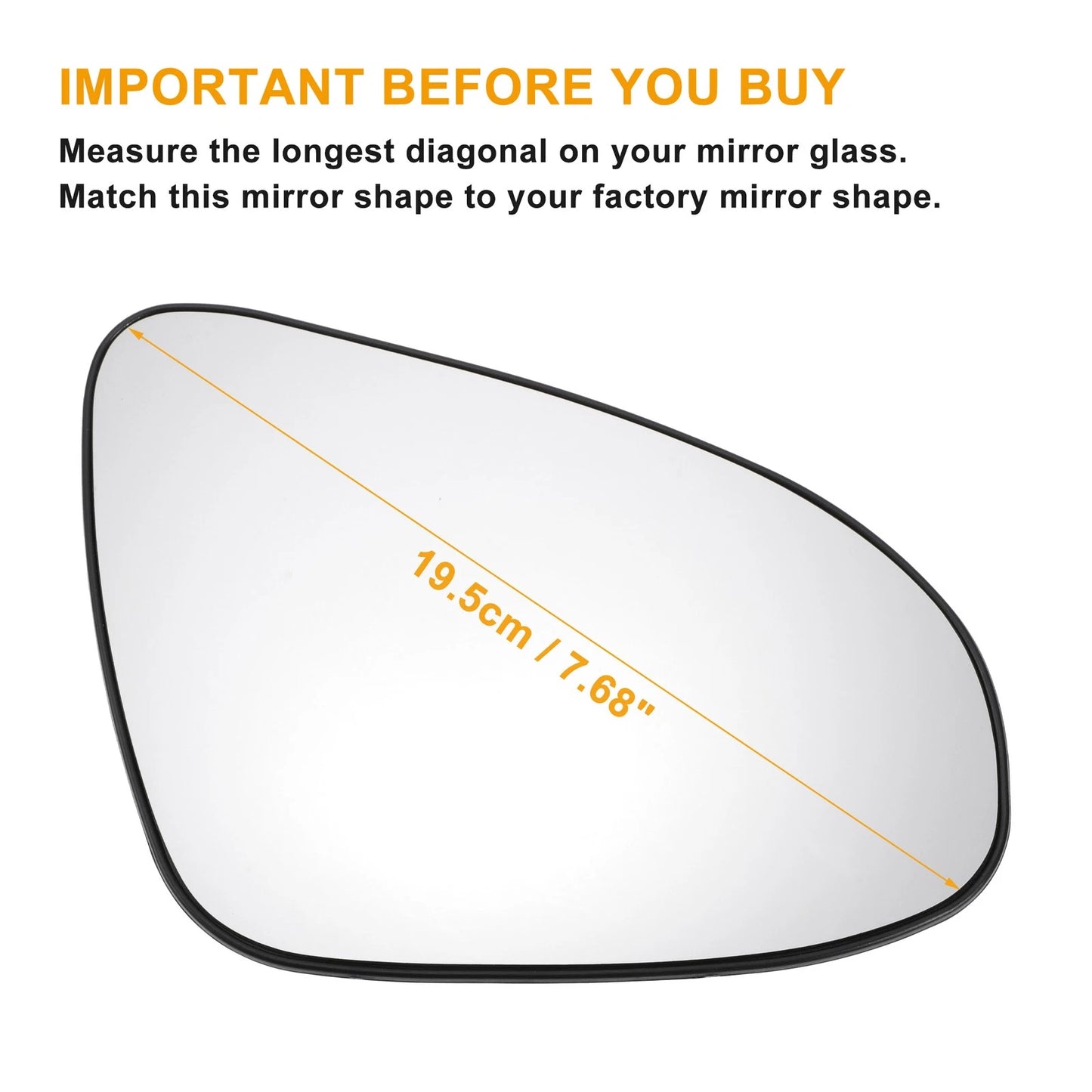 Right Side White Heated Mirror Glass for TOYOTA C-HR (2016–2023)