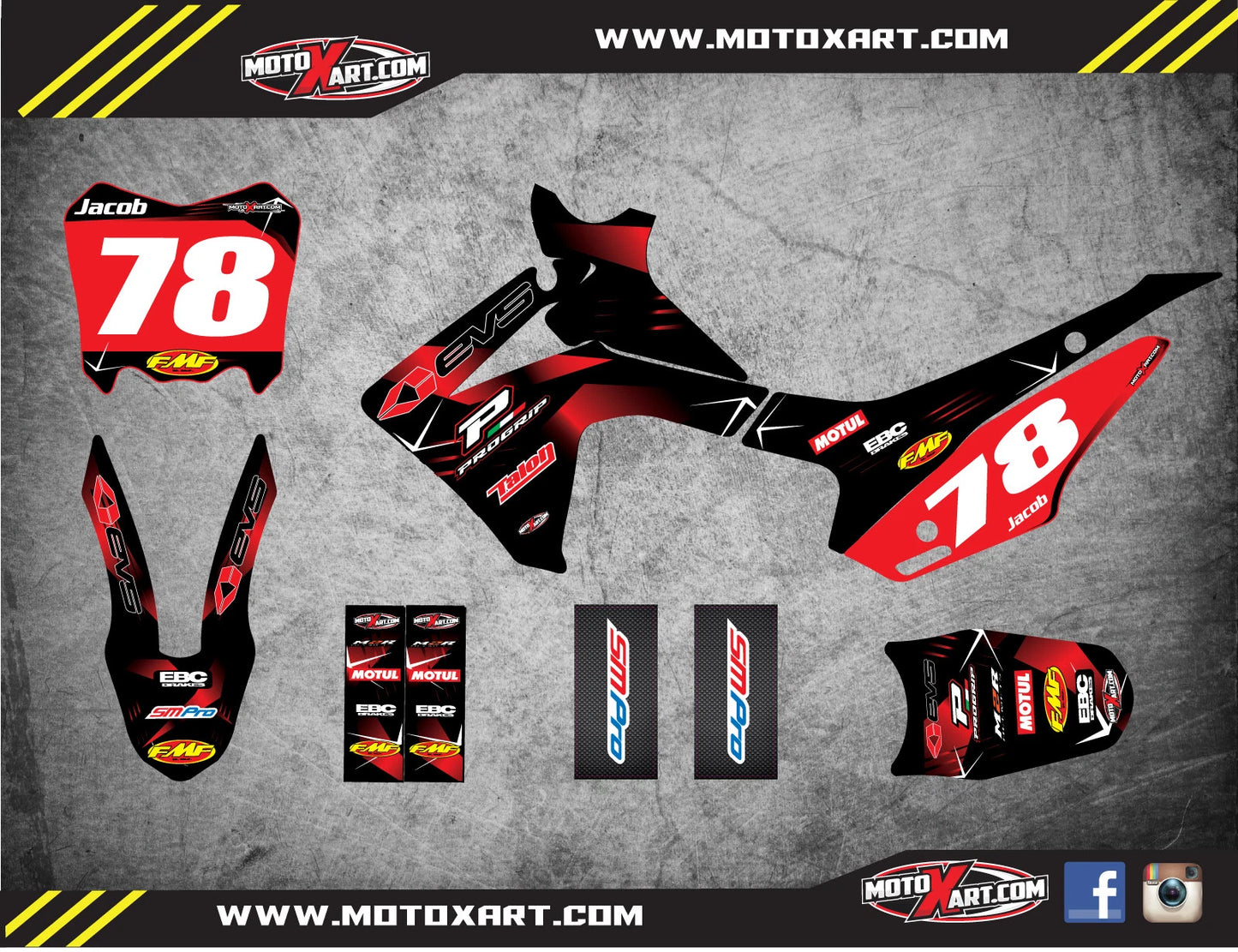 Custom Graphics Kit for Honda CRF 110 2013-2018 Barbed Style Stickers