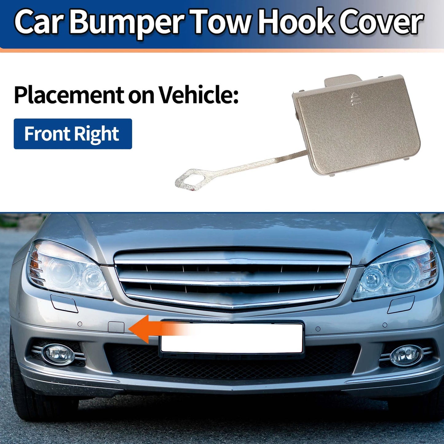 Front Car Bumper Tow Hook Cover for Mercedes-Benz C-Class (2015-2021)