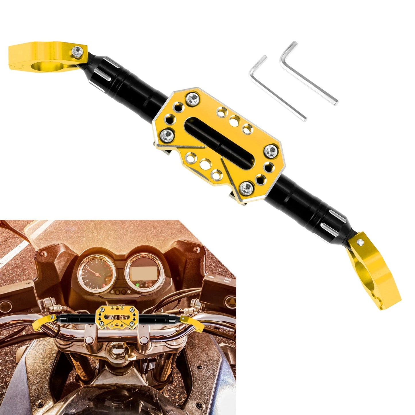Bracket / 260mm / Handle Bar Extender Gold Tone for Motorcycle