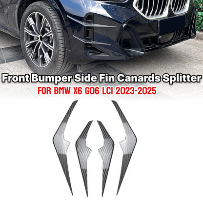 Carbon Fiber Look Front Bumper Side Fin Canard Splitter for BMW X6