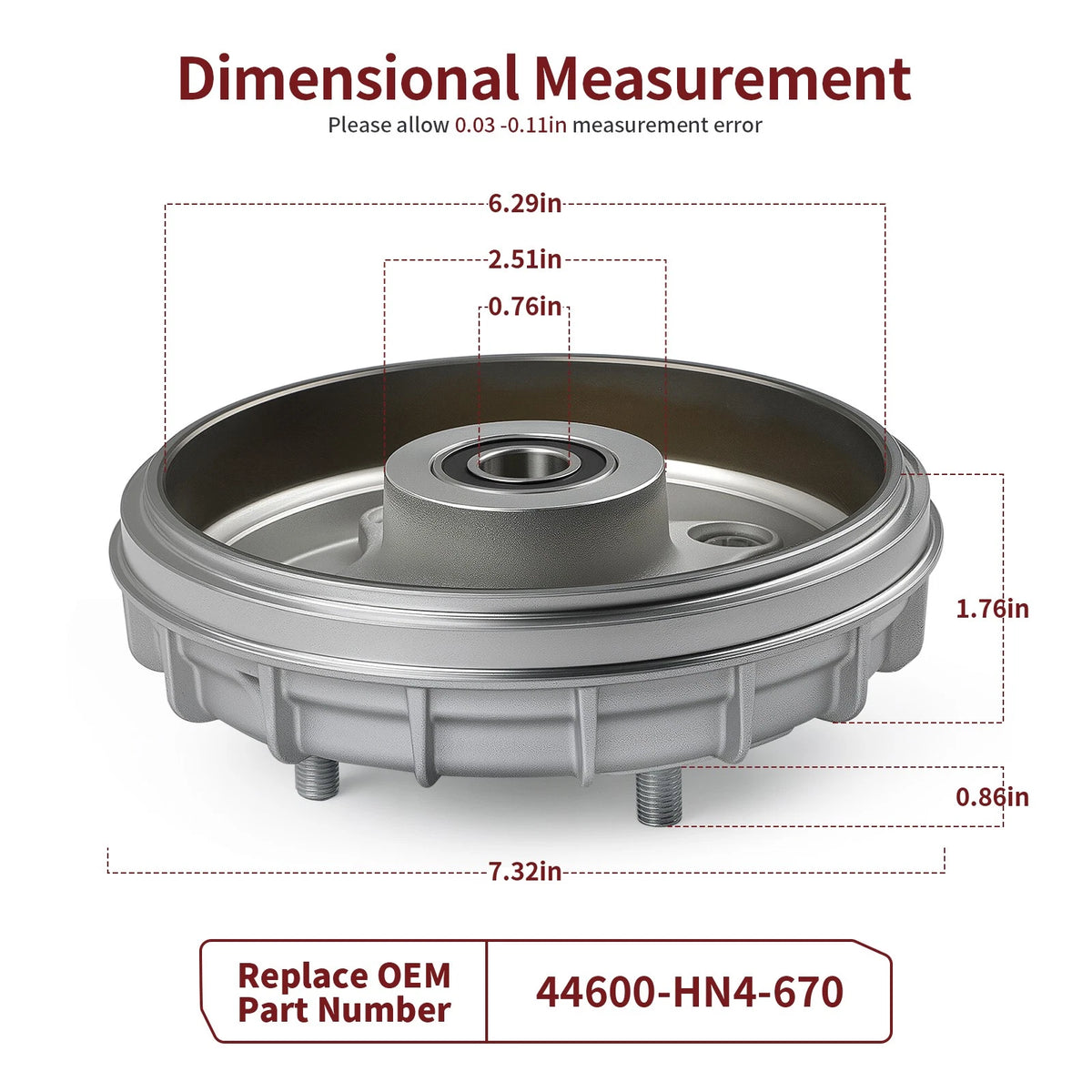 Front Brake Drum for Honda Rancher 350 TRX350TE/TM 2000-2006