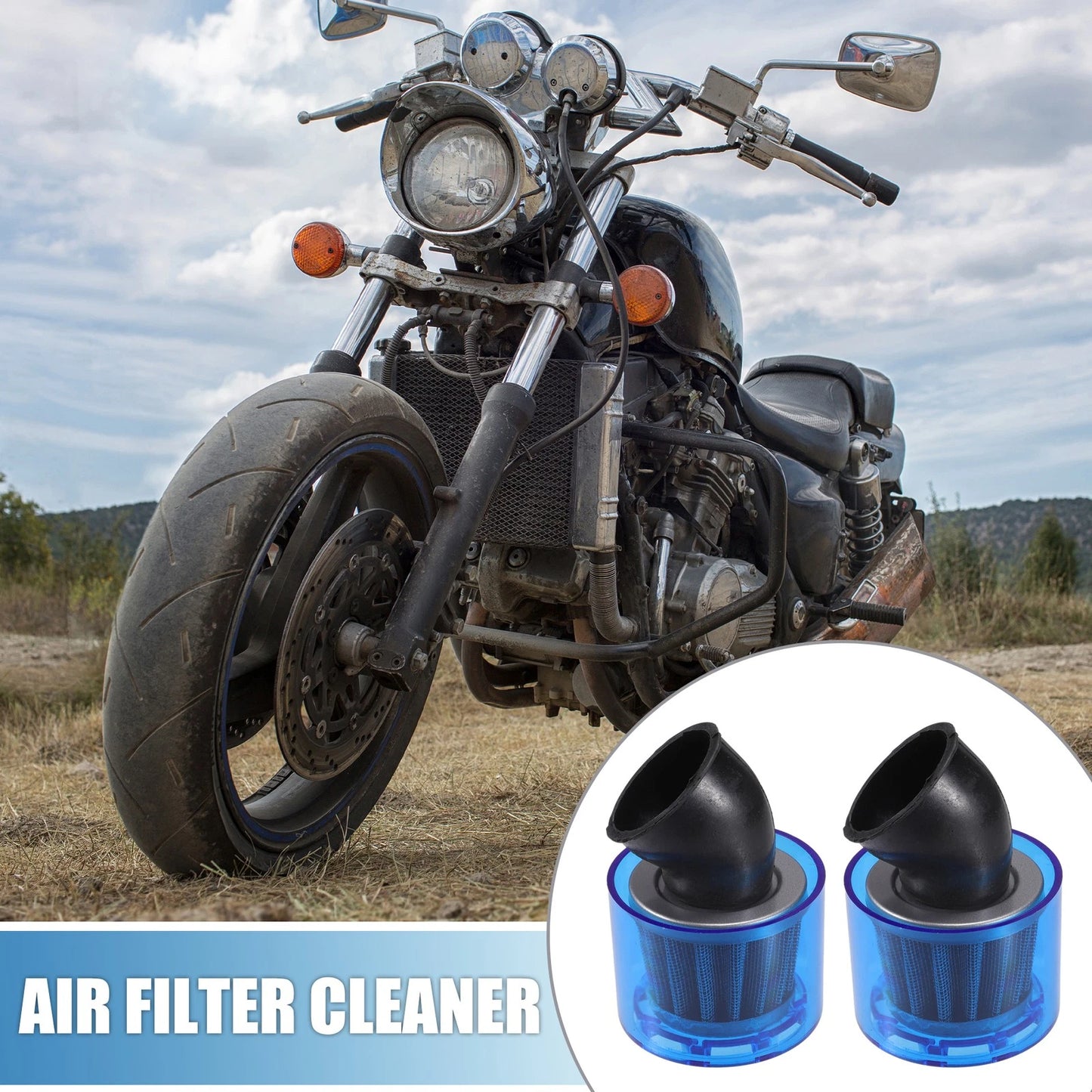 Air Filter Cleaner Bent 42mm/1.65in for Most Motorcycles ATV 2 x