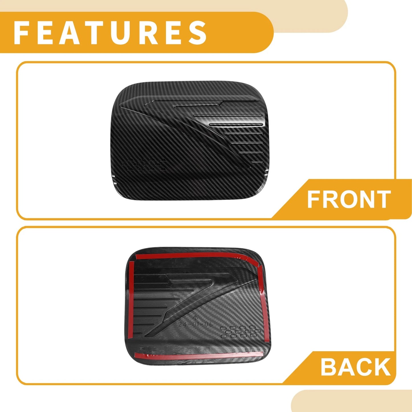 Fuel Tank Door Cap for Toyota Camry 2025 Gas Tank Flap Carbon Fiber Black