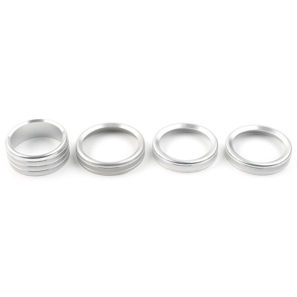 4 x Silver Air Conditioner Switch Knob Ring Covers for Jeep Wrangler (2018-2020)