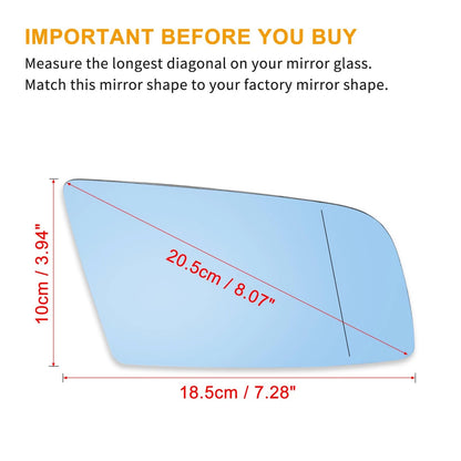 Heated Blue Mirror Glass Replacement Right Side for BMW 550i 525i 545i (2006-2010)