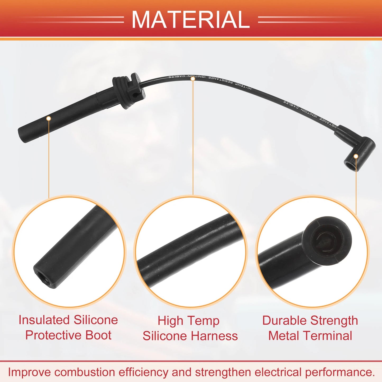 4pcs Spark Plug Wire Ignition Coil Cables for Mini Cooper (2002-2008)