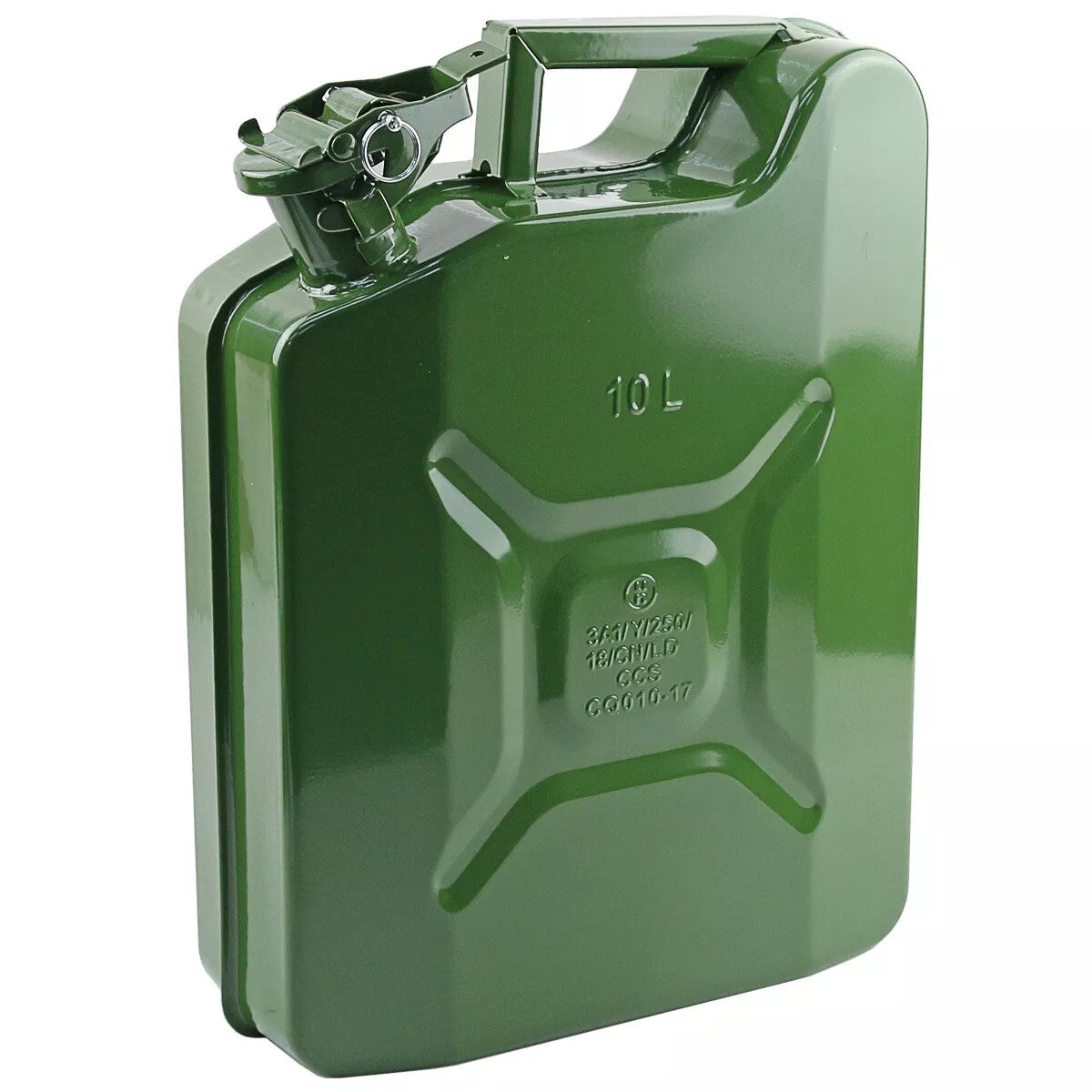2.6 Gallon Green Steel Jerry Can w/Spout for Fuel/Petrol (No Year)