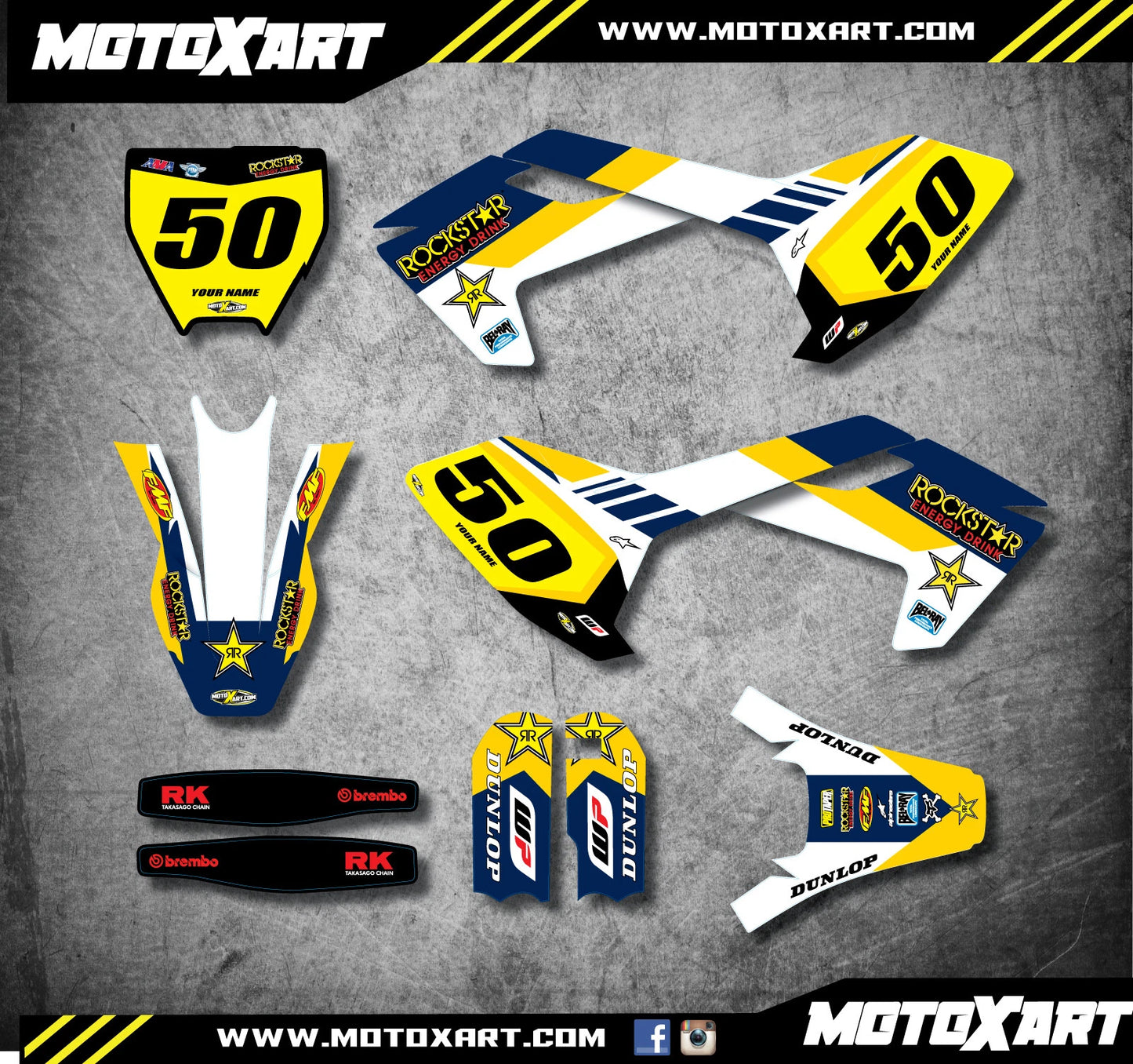 Custom Graphics Kit NIMBLE STYLE Decals for Husqvarna TC 50 (2017-2019)