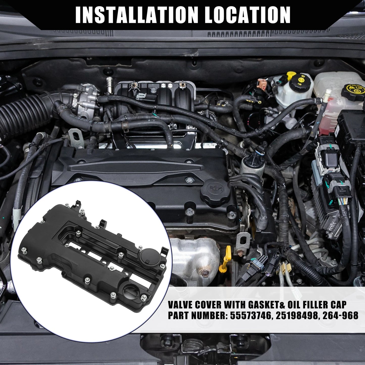 Engine Valve Cover with Gaskets Bolts for Chevy Cruze (2011-2020)