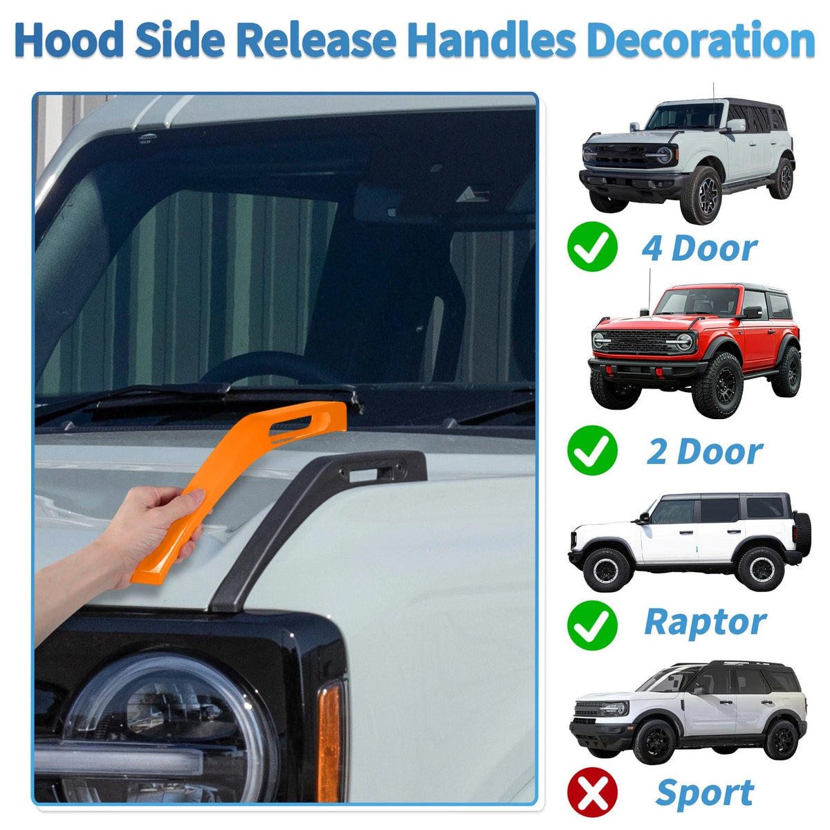 Hood Hinge Cover for Ford Bronco 2021-2024 - Trail Sight Trim Orange