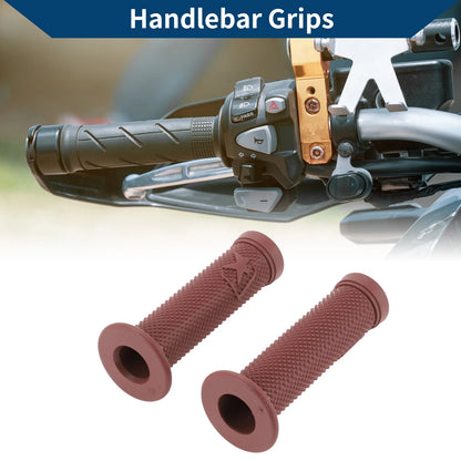 7/8" 22mm Hand Grips Cover Rubber Deep Brown for Motorcycle