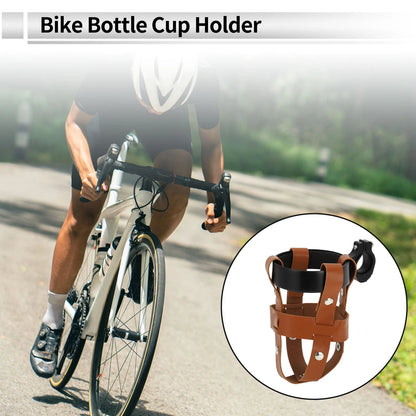 Cup Drink Holder for Motorcycle Bicycle Brown Black PU Aluminum Alloy