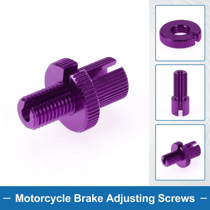 Brake Lever Barrel Adjusters Screws M10 Purple 2 Pcs for Motorcycle