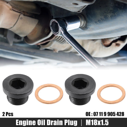 M18x1.5 Engine Oil Drain Plug Screw with Gasket for BMW Mazda Black