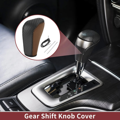 Car Gear Shift Knob Cover for BMW 3 Series E90 2004-2012 Brown Faux Leather