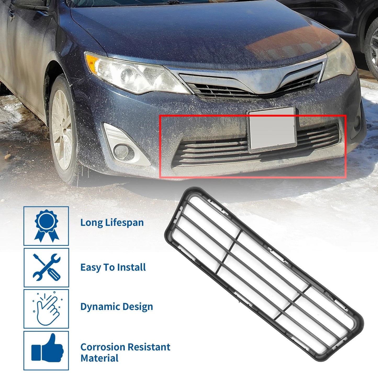 Front Bonnet Bumper Grille for Toyota Camry SE (2012) - Black