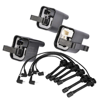 3 x Ignition Coil Pack & Lead Kit for Mitsubishi Pajero Challenger Triton (2000-2015)