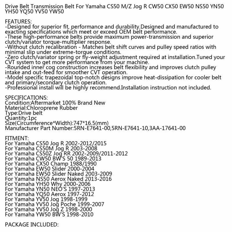 Timing Belt for Yamaha Zuma YW 50 (2002-2011) & Zuma II (1997-2001)