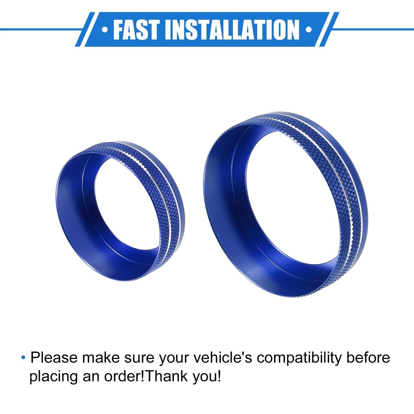 4 x AC Audio Volume Tune Switch Knob Rings for Ford F150 (2021-2023) Blue