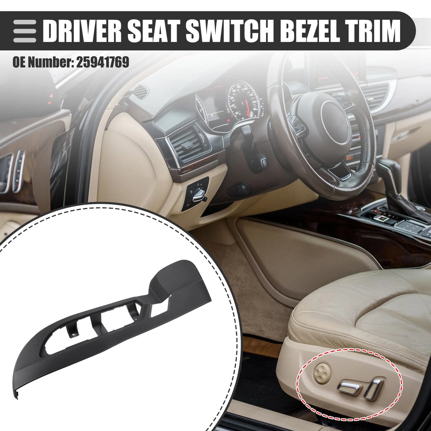 Left Seat Track Cover Switch Bezel for Buick Enclave (2009–2017)